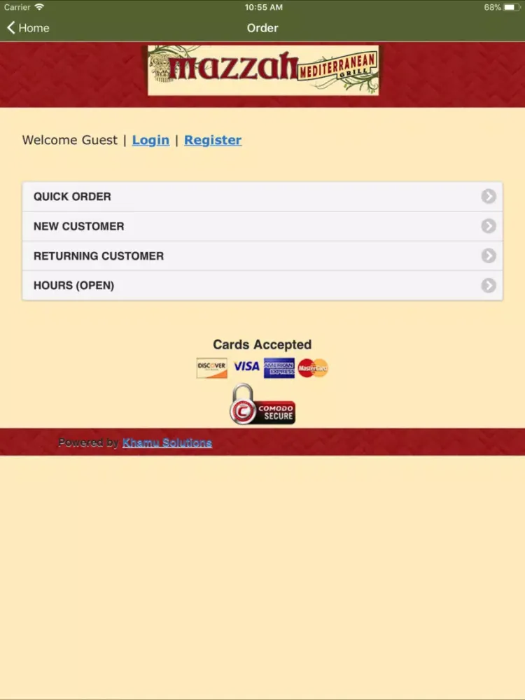 Tangkapan skrin Mazzah Mediterranean Grill iPad 