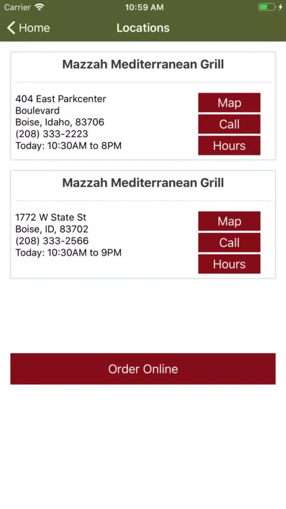 Tangkapan skrin Mazzah Mediterranean Grill