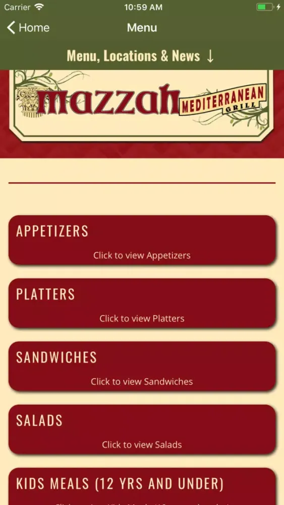 Tangkapan skrin Mazzah Mediterranean Grill