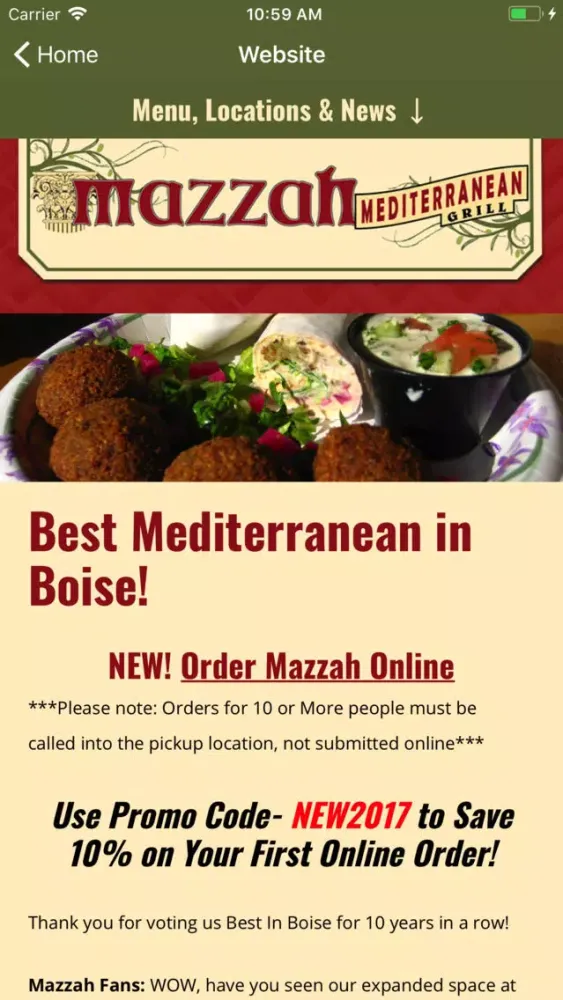 Tangkapan skrin Mazzah Mediterranean Grill