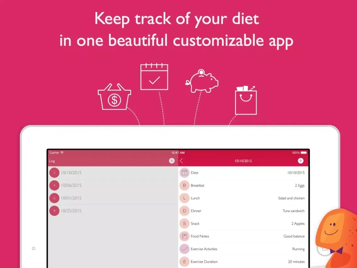 Diet Log + By Tryvin iPad  سکرین شاٹس