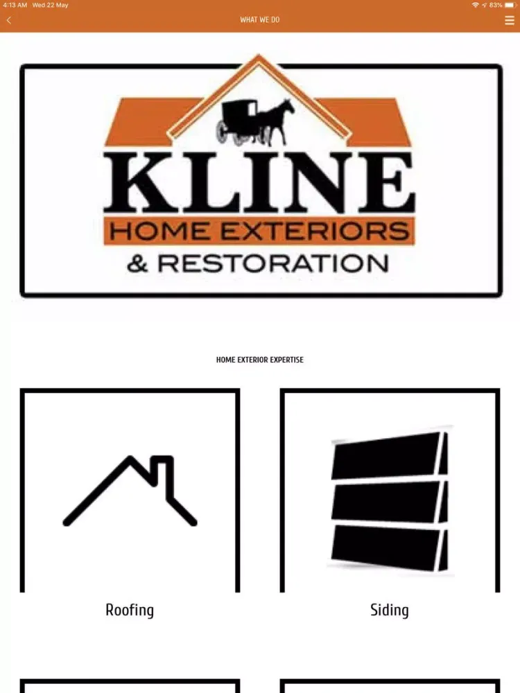 Ảnh chụp màn hình của KLINE Home Exteriors LLC iPad 