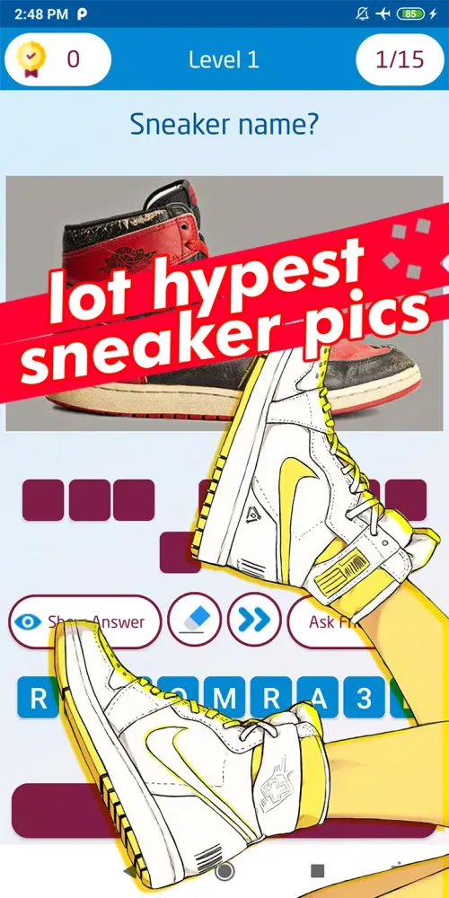 Zrzuty ekranu sneaker quiz