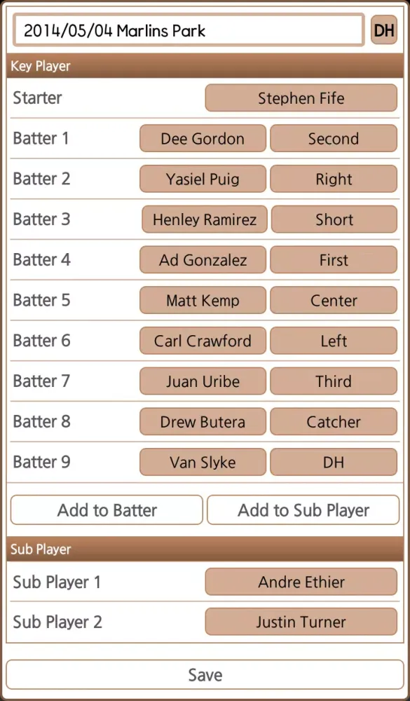 Baseball Line-Up (Manager)应用截图