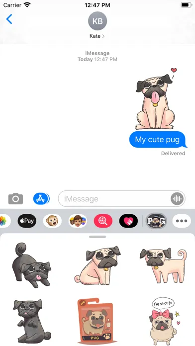 تصاویر Puppies Cute Pug Stickers