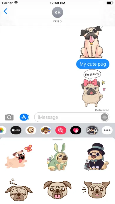تصاویر Puppies Cute Pug Stickers