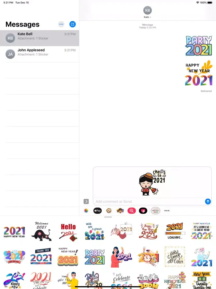 Tangkapan layar 2021 Twenty New Year Stickers iPad 