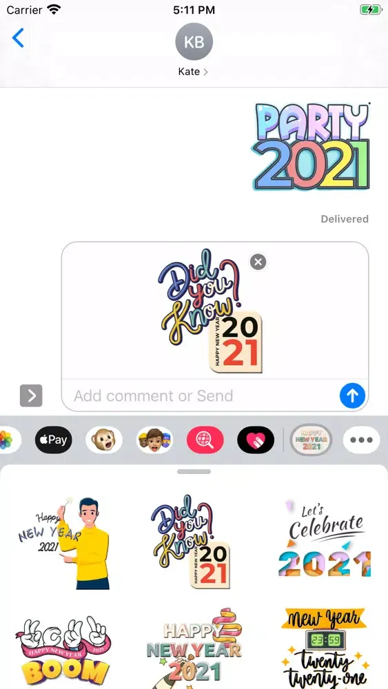 Tangkapan layar 2021 Twenty New Year Stickers
