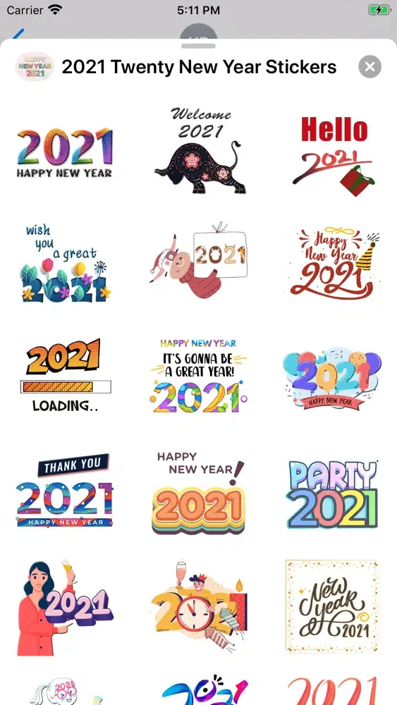 Tangkapan layar 2021 Twenty New Year Stickers