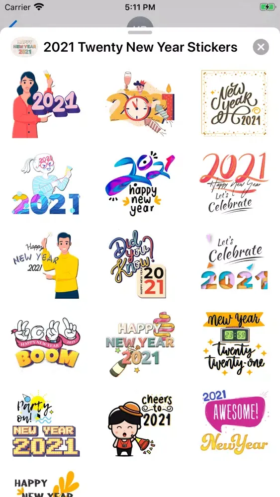 Tangkapan layar 2021 Twenty New Year Stickers