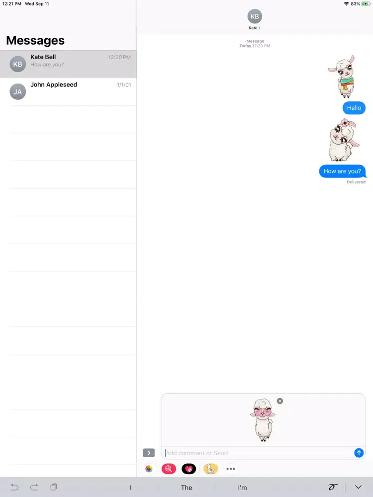Ảnh chụp màn hình của Baby Alpaca Stickers iPad 