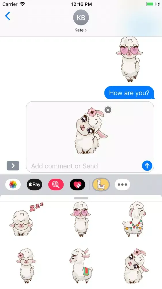 Ảnh chụp màn hình của Baby Alpaca Stickers