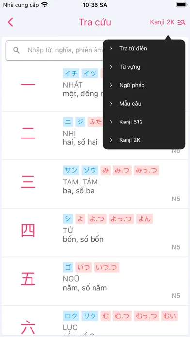Ảnh chụp màn hình của V-Minna -Học tiếng Nhật N4, N5