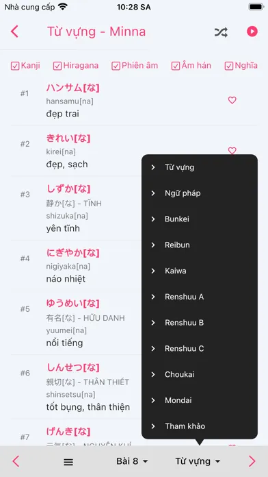 Ảnh chụp màn hình của V-Minna -Học tiếng Nhật N4, N5