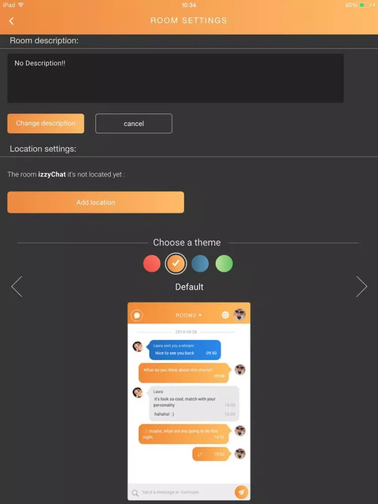 Capturas de pantalla de izzyChat iPad 
