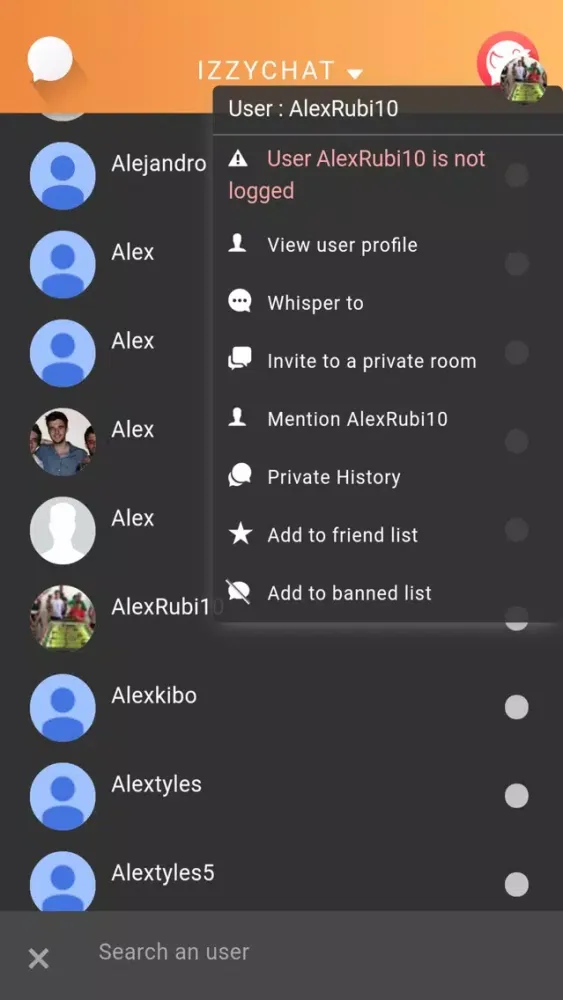 Capturas de pantalla de izzyChat