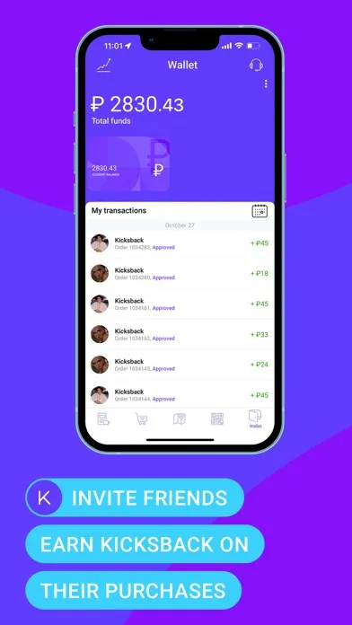 Screenshot di Kicksback – cashback and gifts