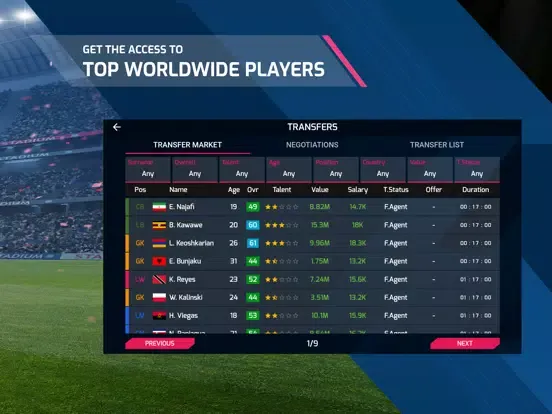 Captures d'écran de KickOff 22 Football Manager iPad 
