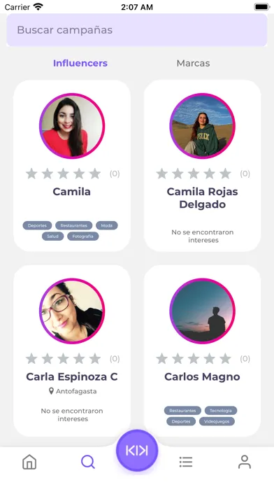 Ảnh chụp màn hình của KIK - Influencer Marketing