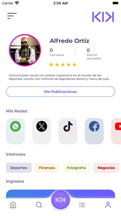 Ảnh chụp màn hình của KIK - Influencer Marketing