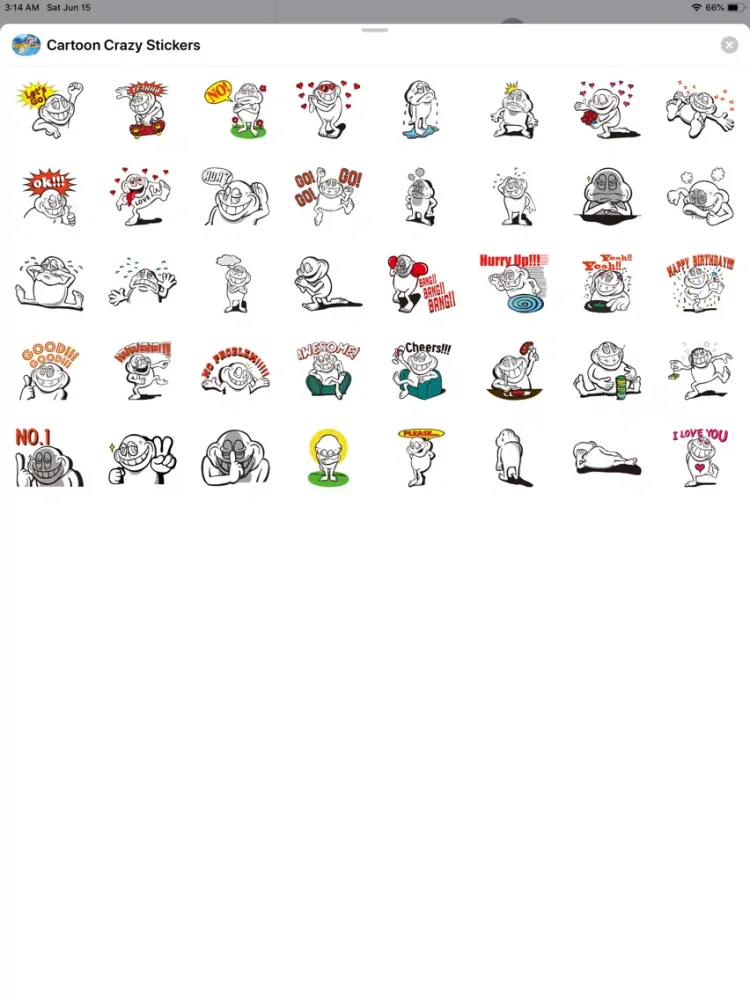 Crazy Cartoon Stickers iPad 应用截图