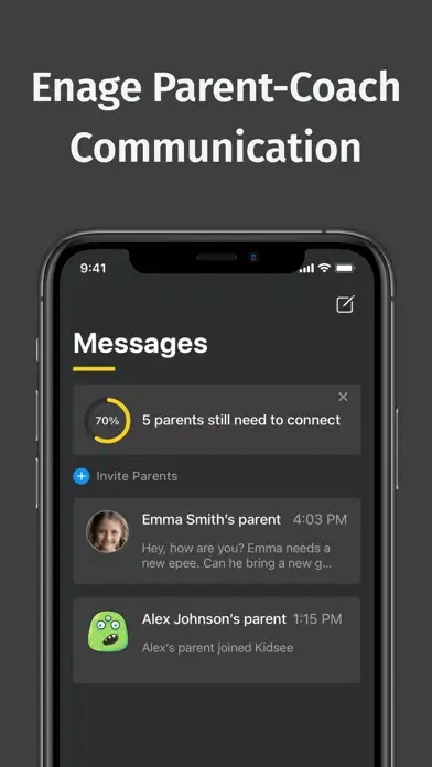 Capturas de pantalla de Kidsee: Parent-Coach Messaging