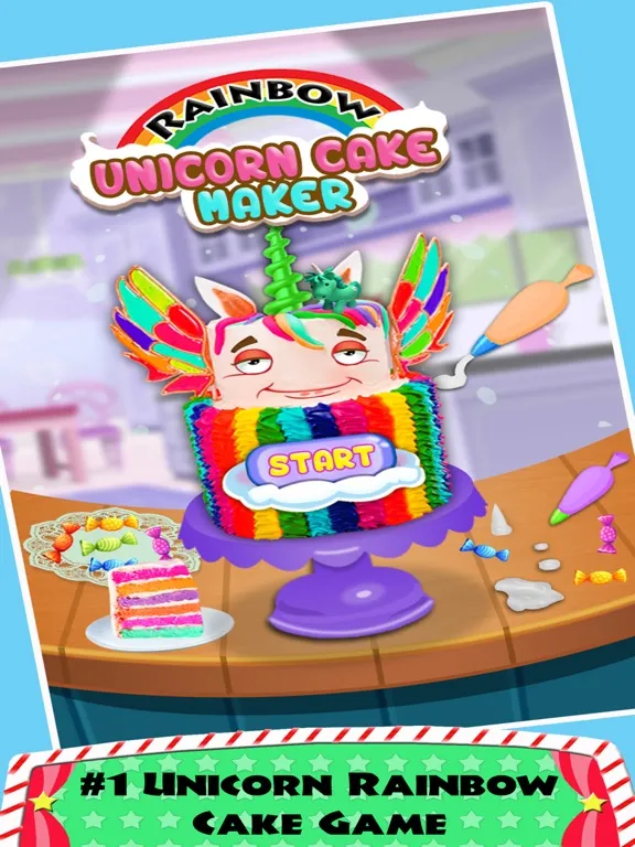 Tangkapan skrin DIY Unicorn Rainbow Cake Cooking! Sweet Dessert iPad 