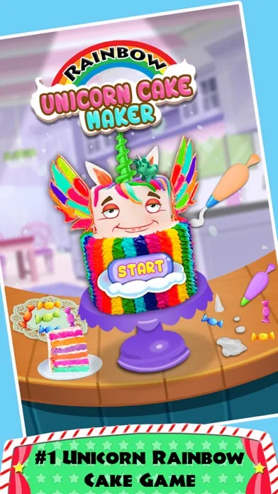 Tangkapan skrin DIY Unicorn Rainbow Cake Cooking! Sweet Dessert