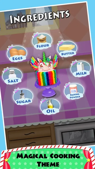 Tangkapan skrin DIY Unicorn Rainbow Cake Cooking! Sweet Dessert