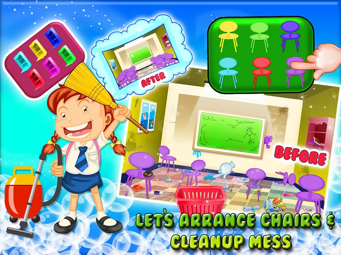 Class Room Wash – Kids Cleanup Game iPad  Screenshots