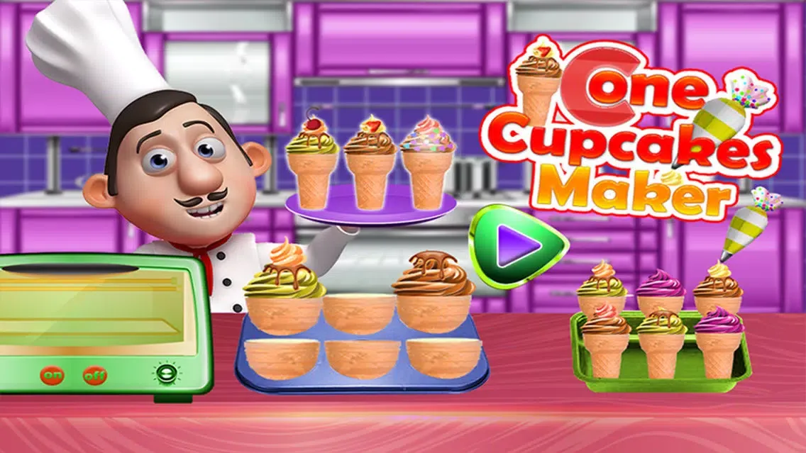 Cone Cupcakes Maker - Sweet Food Cooking Ekran Görüntüleri