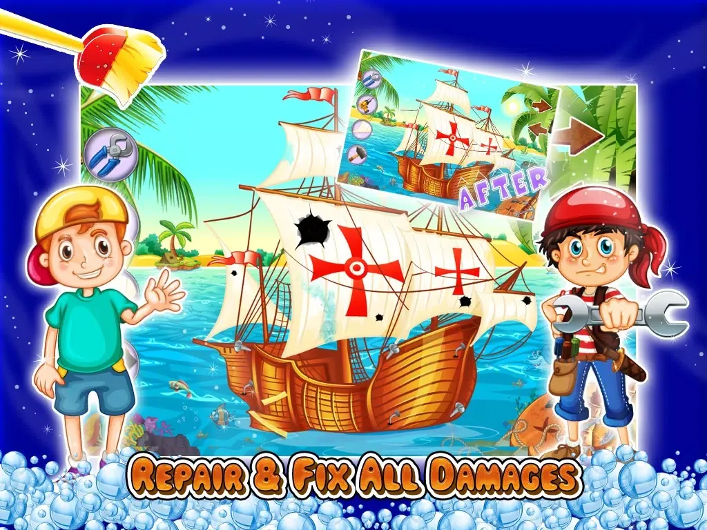 تصاویر Kids Ship Wash Salon – Cleanup & repair pirate ships in this crazy mechanic game iPad 