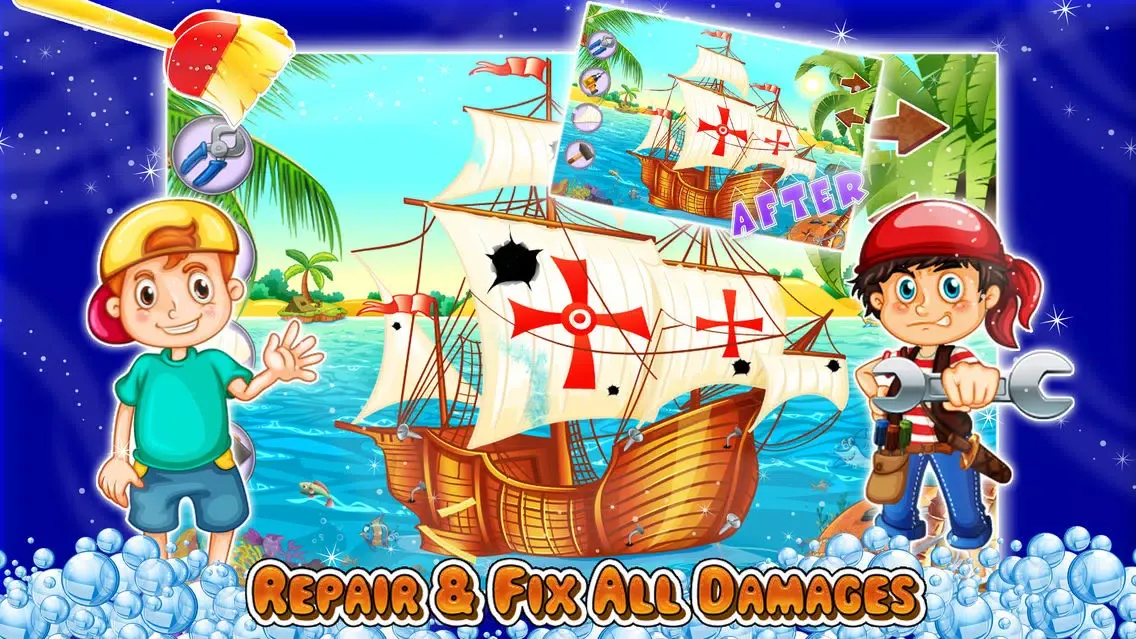 تصاویر Kids Ship Wash Salon – Cleanup & repair pirate ships in this crazy mechanic game