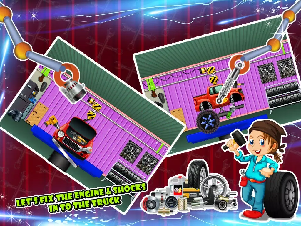 Tangkapan skrin Monster Truck Builder - Build 4x4 vehicle in this crazy mechanic game for kids iPad 