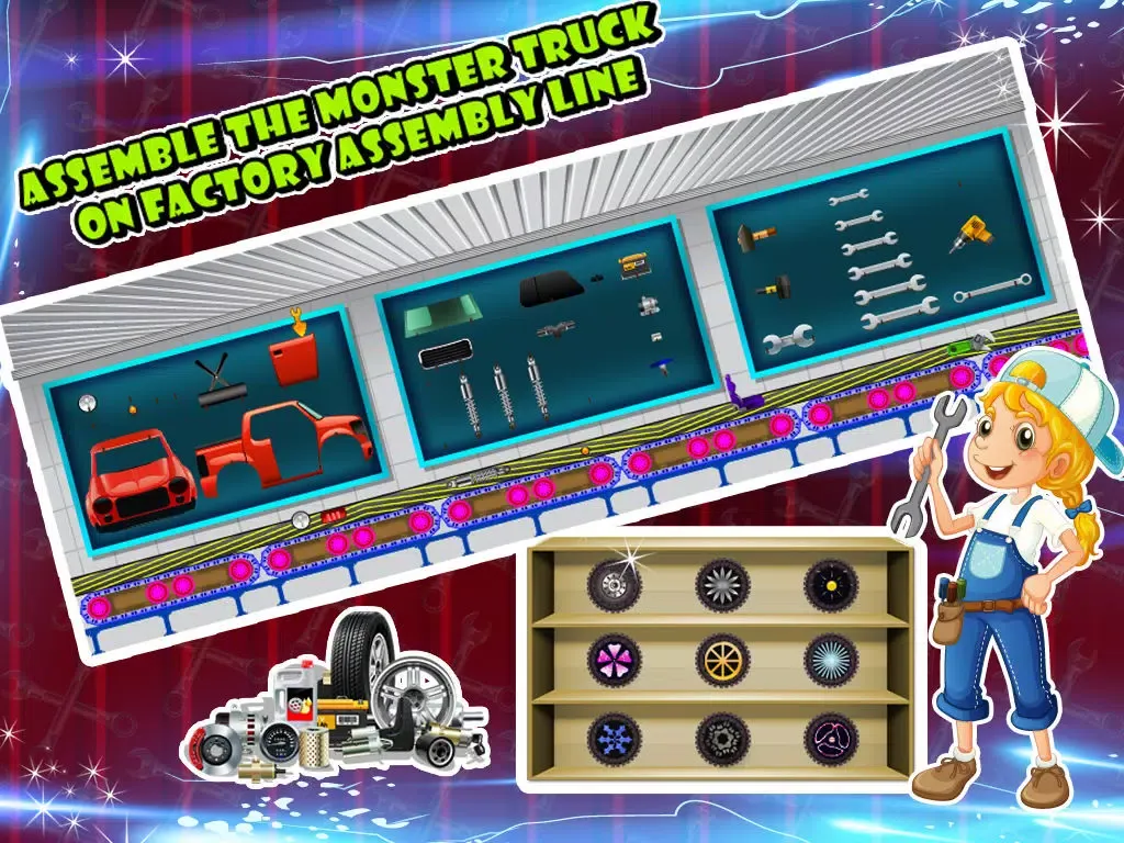 Tangkapan skrin Monster Truck Builder - Build 4x4 vehicle in this crazy mechanic game for kids iPad 
