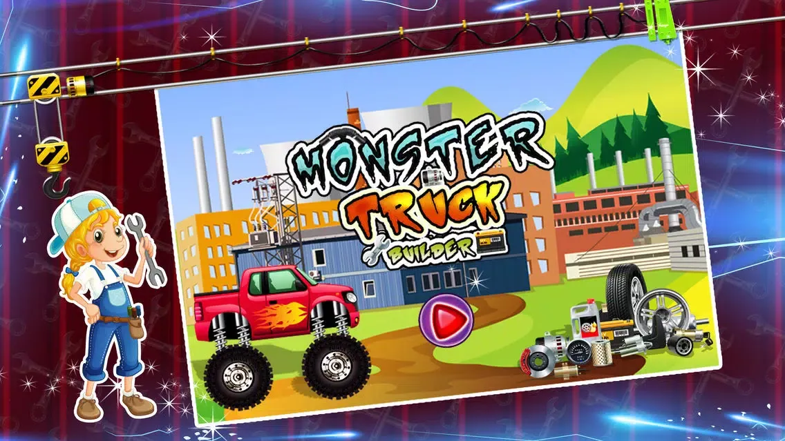 Tangkapan skrin Monster Truck Builder - Build 4x4 vehicle in this crazy mechanic game for kids