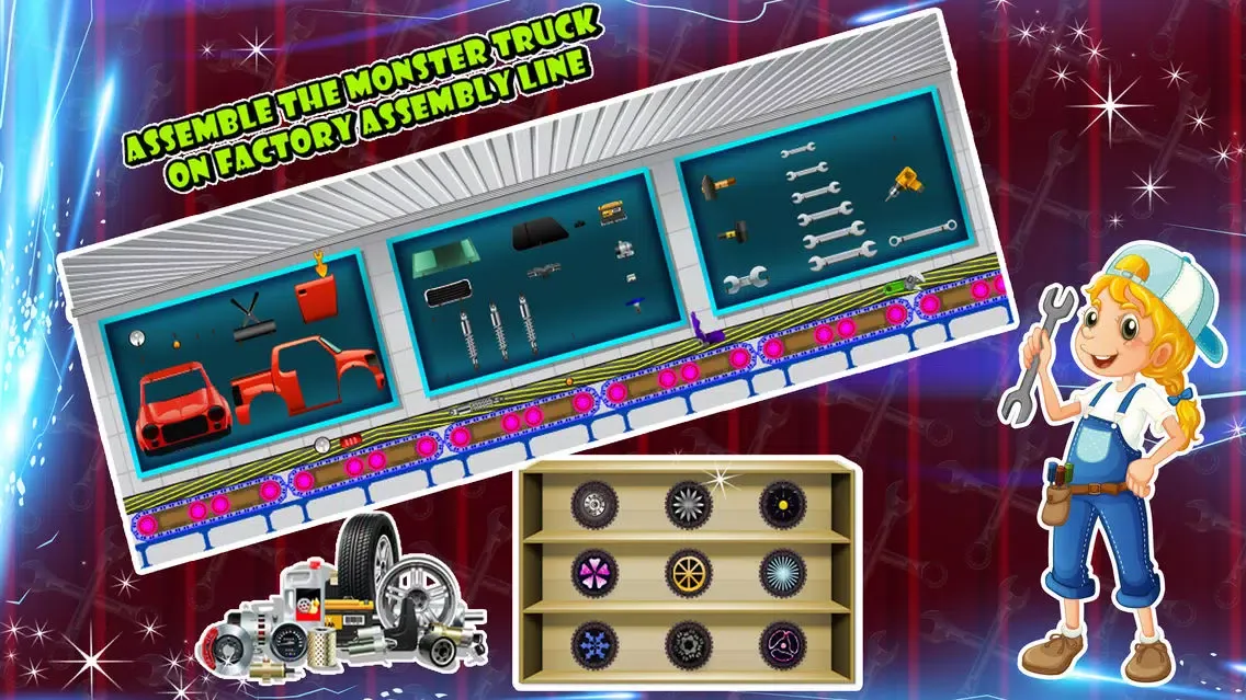 Tangkapan skrin Monster Truck Builder - Build 4x4 vehicle in this crazy mechanic game for kids