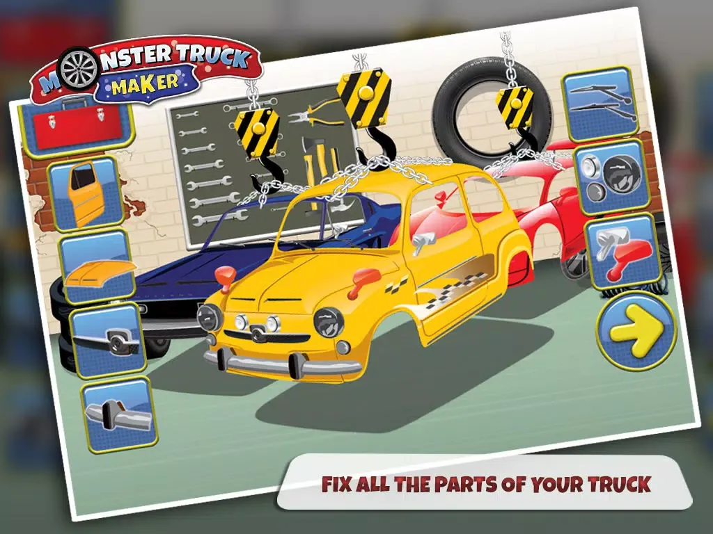 Ảnh chụp màn hình của Monster Truck Maker – Build the vehicle in this mechanic game iPad 