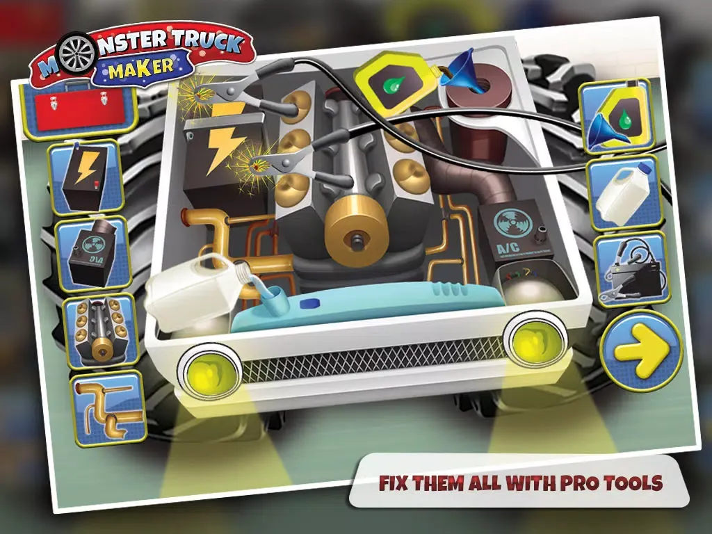 Ảnh chụp màn hình của Monster Truck Maker – Build the vehicle in this mechanic game iPad 