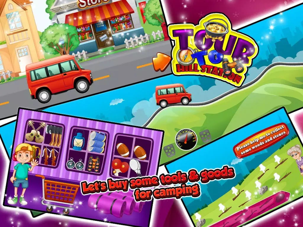 Tour to Hill Station – Crazy camping, cooking & shopping fun game iPad  سکرین شاٹس