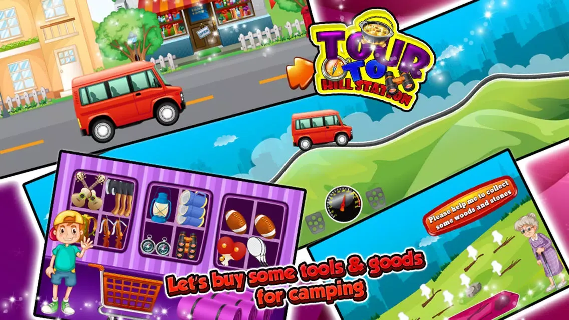 Tour to Hill Station – Crazy camping, cooking & shopping fun game سکرین شاٹس
