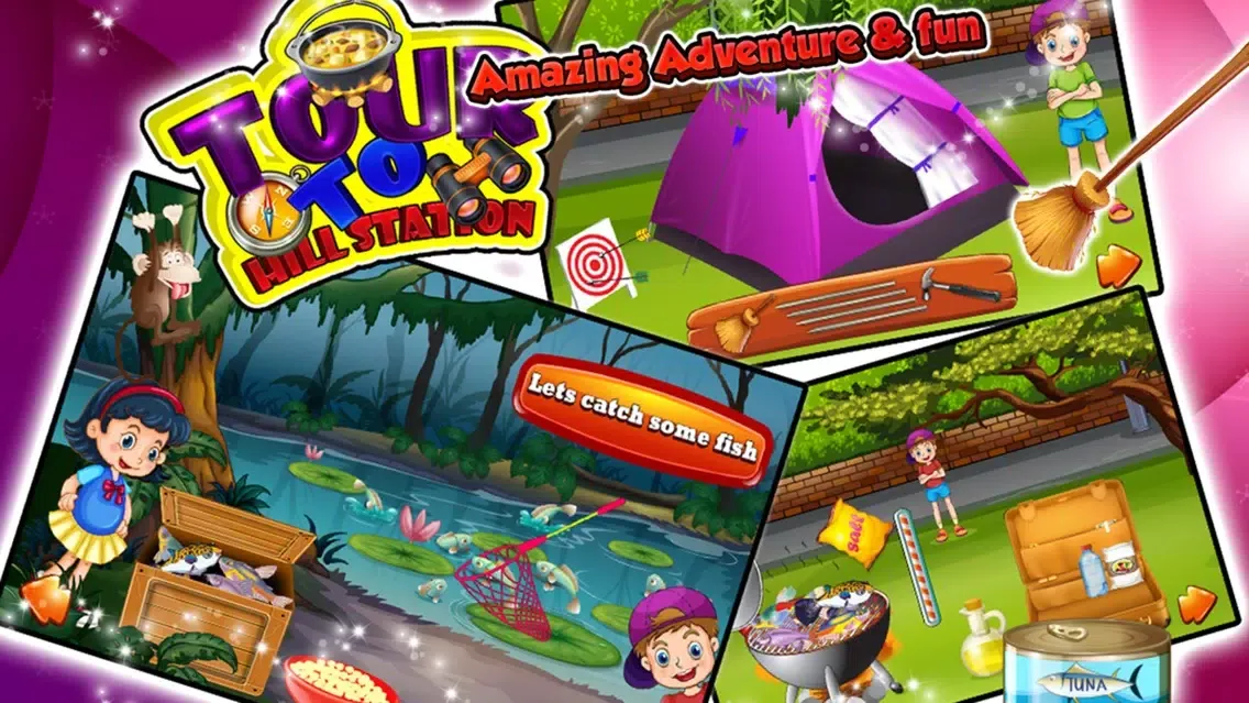 Tour to Hill Station – Crazy camping, cooking & shopping fun game سکرین شاٹس