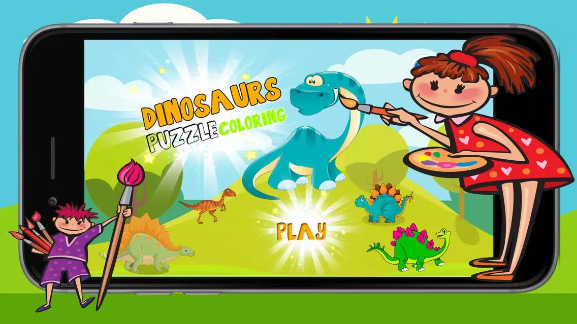 Dinosaurs Puzzle Coloring Pages Game for Kids Screenshots