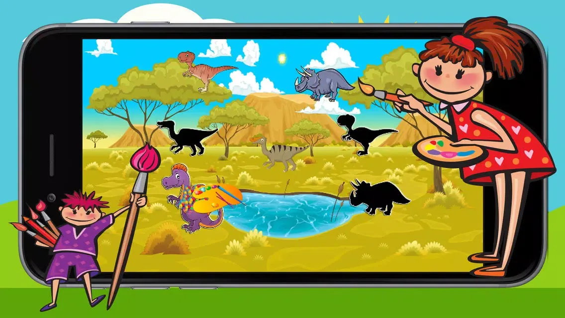 Dinosaurs Puzzle Coloring Pages Game for Kids Screenshots