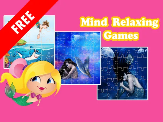 Cute Mermaid Princess Jigsaw Puzzle Game Free - UnderWater Marine Animals Magic Games Brain Training Education For Kids iPad  Screenshots