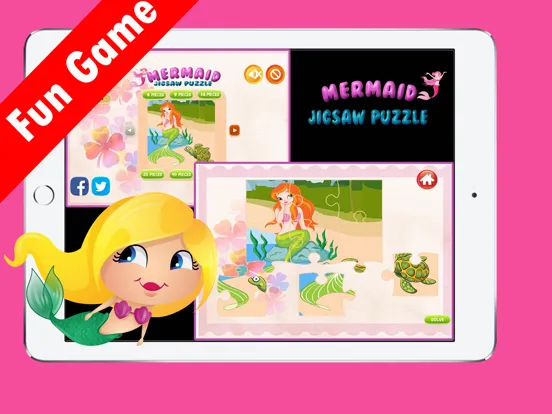 Cute Mermaid Princess Jigsaw Puzzle Game Free - UnderWater Marine Animals Magic Games Brain Training Education For Kids iPad  Screenshots