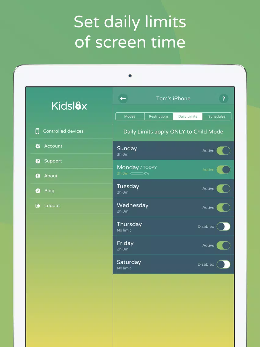 Kidslox Control iPad 应用截图