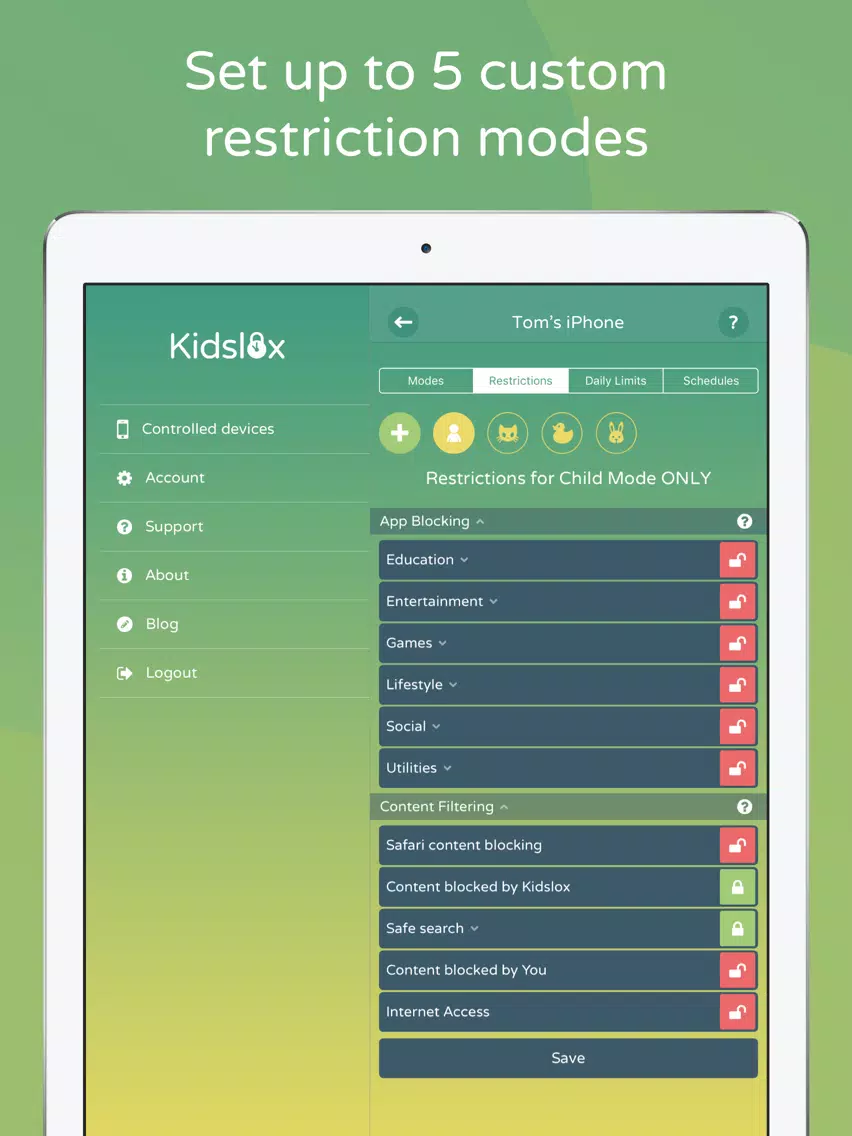 Kidslox Control iPad 应用截图