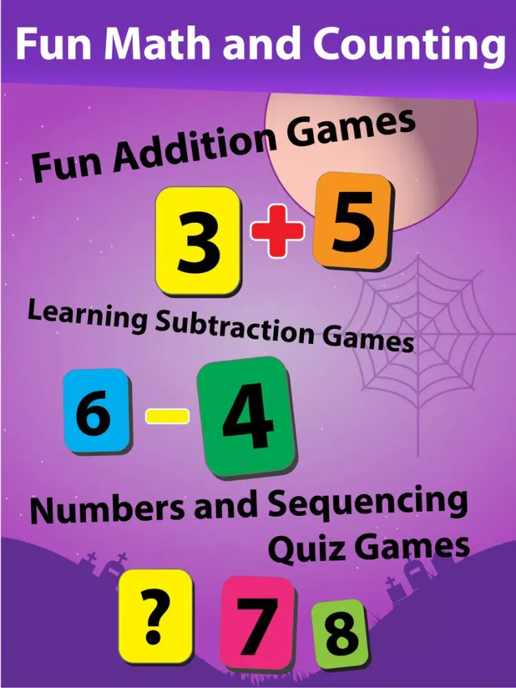 Captures d'écran de 133 Fun Halloween Teach and Learn Basic Math Games for Pre-k iPad 