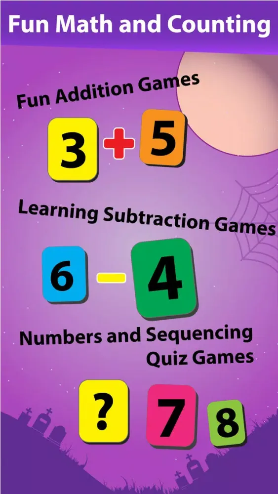 Captures d'écran de 133 Fun Halloween Teach and Learn Basic Math Games for Pre-k